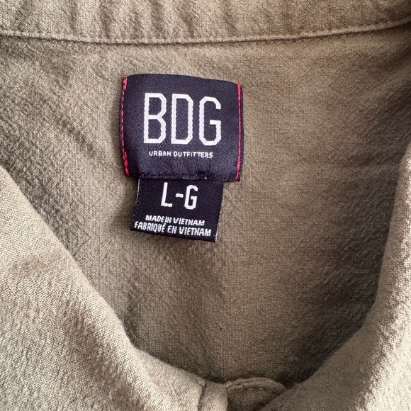 BDG Olive Green Casual Button Down Shirt 100%Cotton - Picture 5 of 11